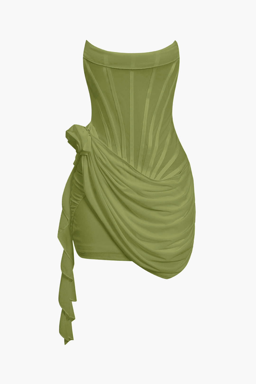 "3D Floral Ruffle Corset Mini Dress"