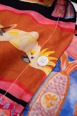 "Artistic Print Strappy Short Sleeeve Top"