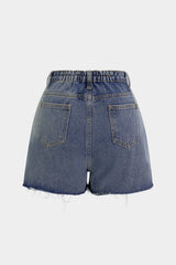 "Denim Frayed High Waist Skirt"