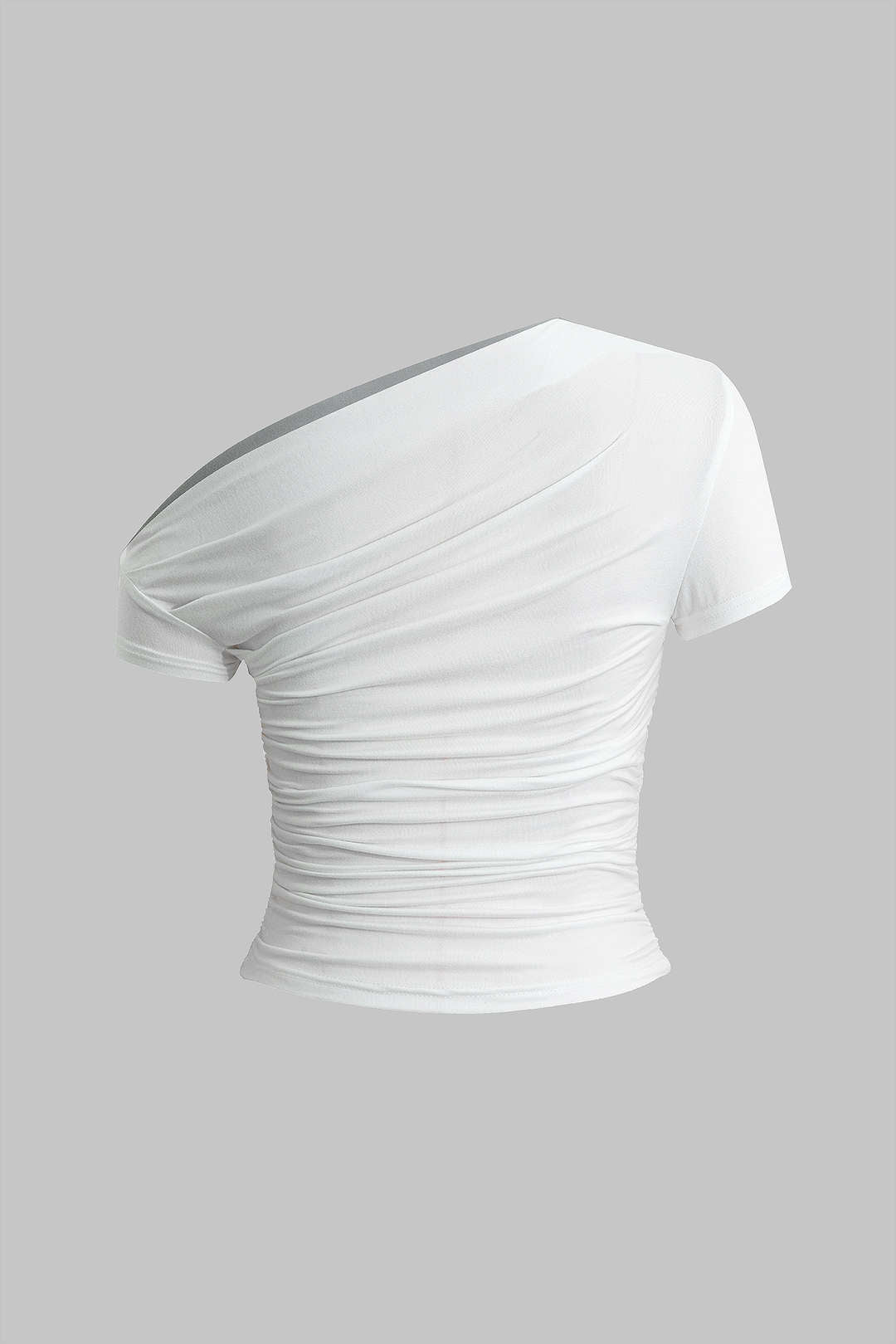 "Basic Asymmetrical Ruched T-shirt"