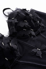 "3D Flower Appliques Sheer Mesh Corset Backless Cami Top"
