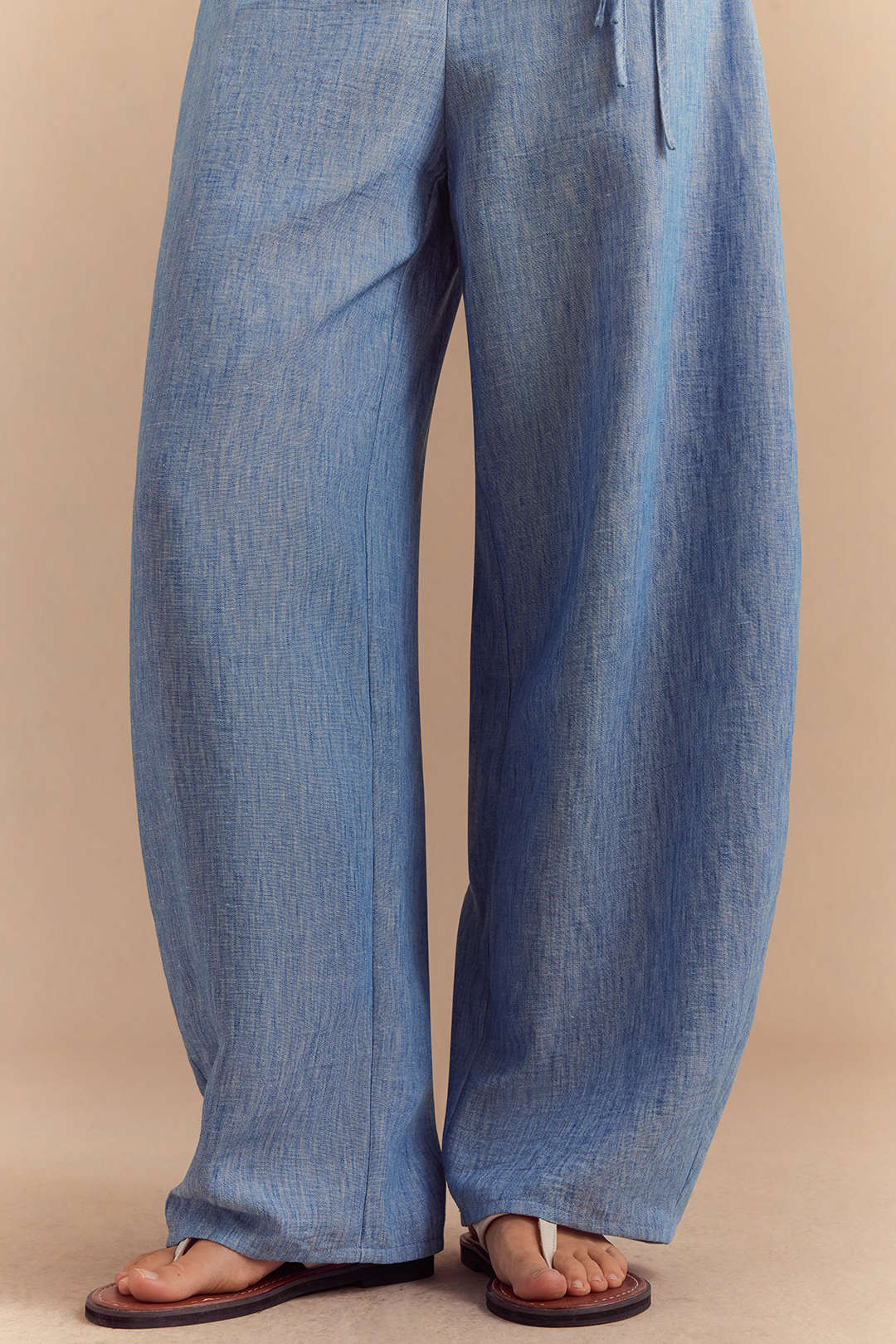 "Contrast Tie Front Wide Leg Pants"