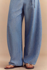 "Contrast Tie Front Wide Leg Pants"