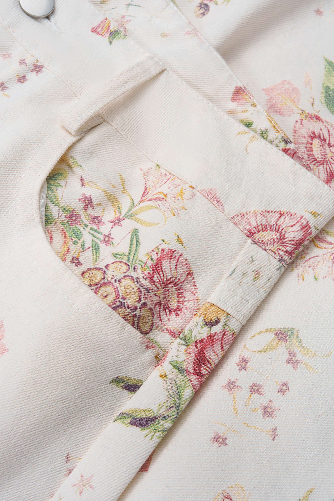 "Denim Floral Print High Waist Straight Leg Jeans"