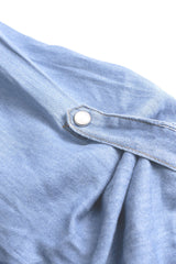 "Denim Lapel Knotted Short Sleeve Shirt"