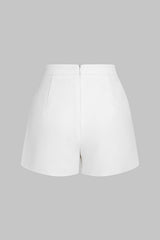 "Asymmetrical Button Zipper Shorts"