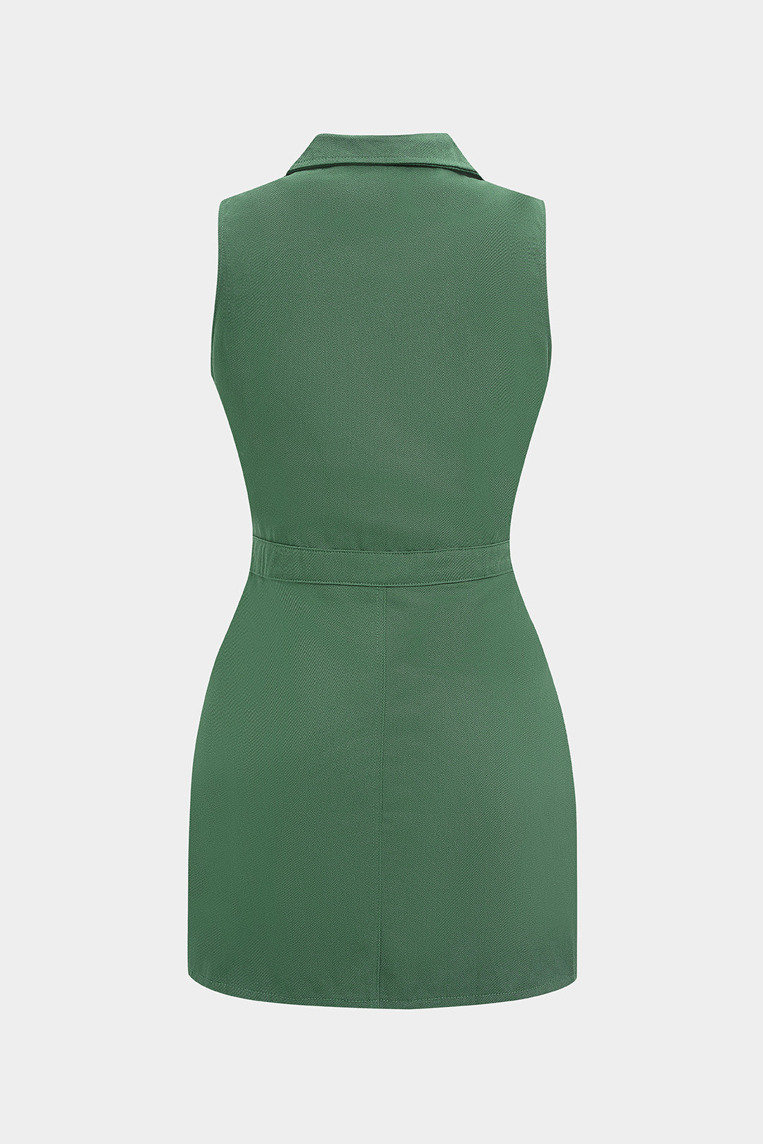 "Button Pocket Sleeveless Mini Dress"