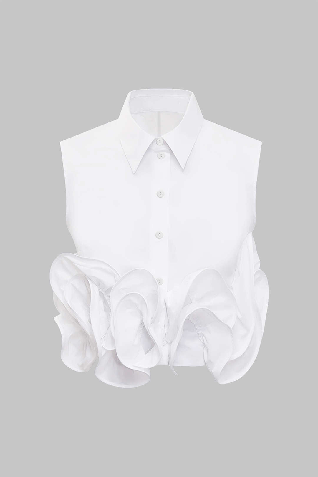 "Button Ruffle Ruched Tank Top"