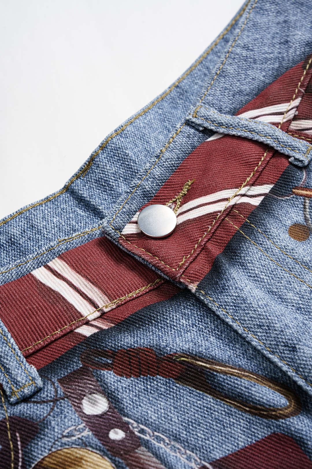 "Denim Illusion Print High Waist Jeans"
