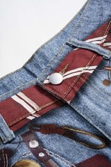 "Denim Illusion Print High Waist Jeans"