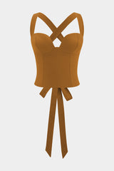 "Bustier Backless Tie-Up Cami Top"