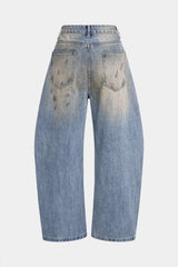 "Denim Asymmetrical Wide Leg Jeans"