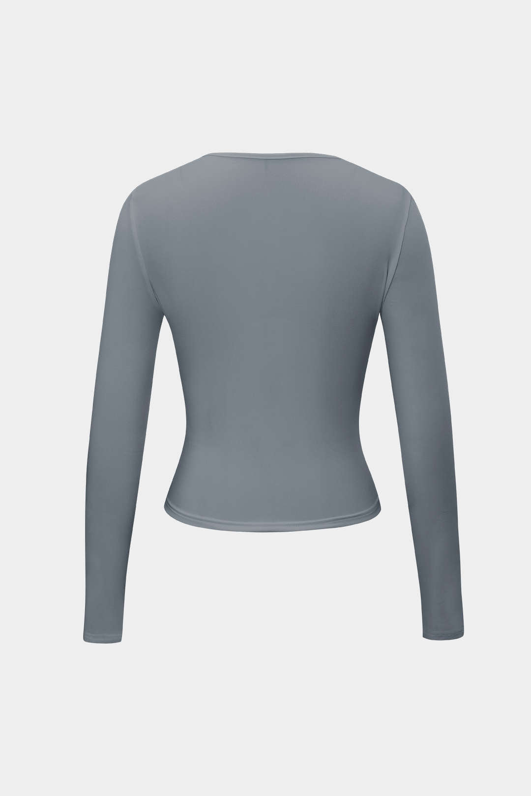 "Basic Solid Round Neck Long Sleeve Top"