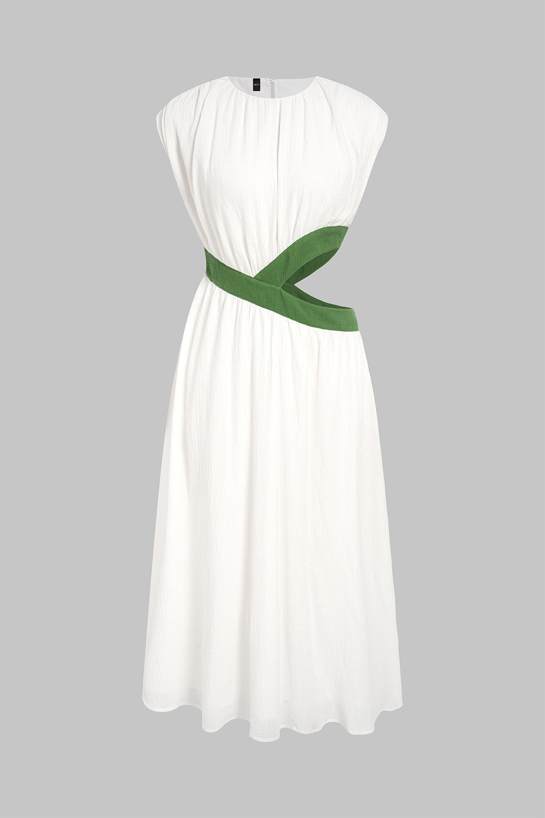 "Contrast Cut Out Sleeveless Midi Dress"