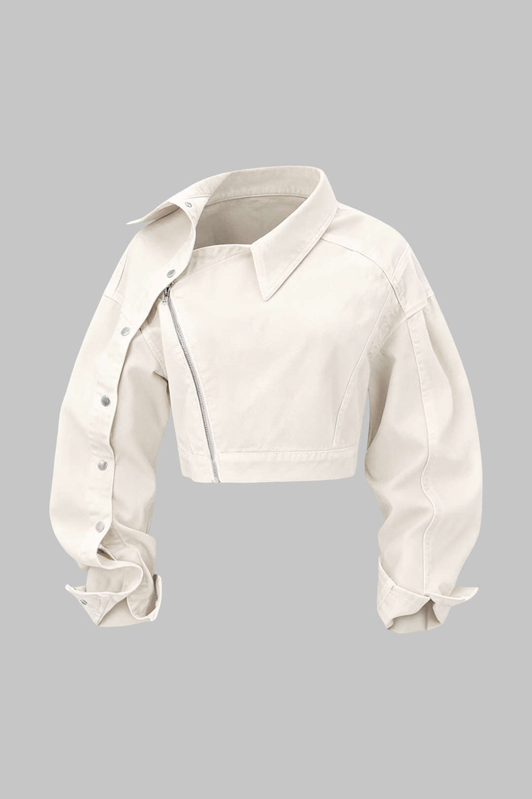 "Asymmetrical Zipper Long-Sleeve Shirt"