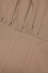 "Asymmetrical Ruched Corset Zipper Long-Sleeve Bodysuit"
