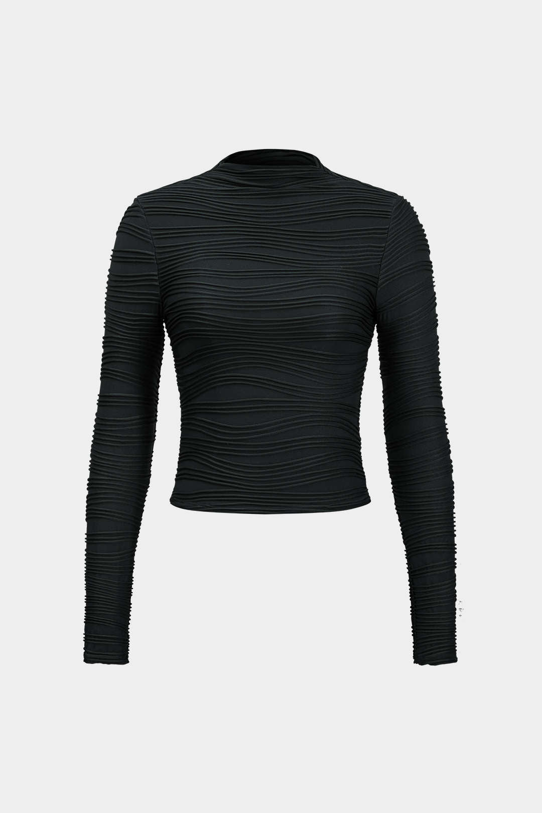 "Basic Textured Long-Sleeve Top"