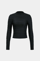 "Basic Textured Long-Sleeve Top"