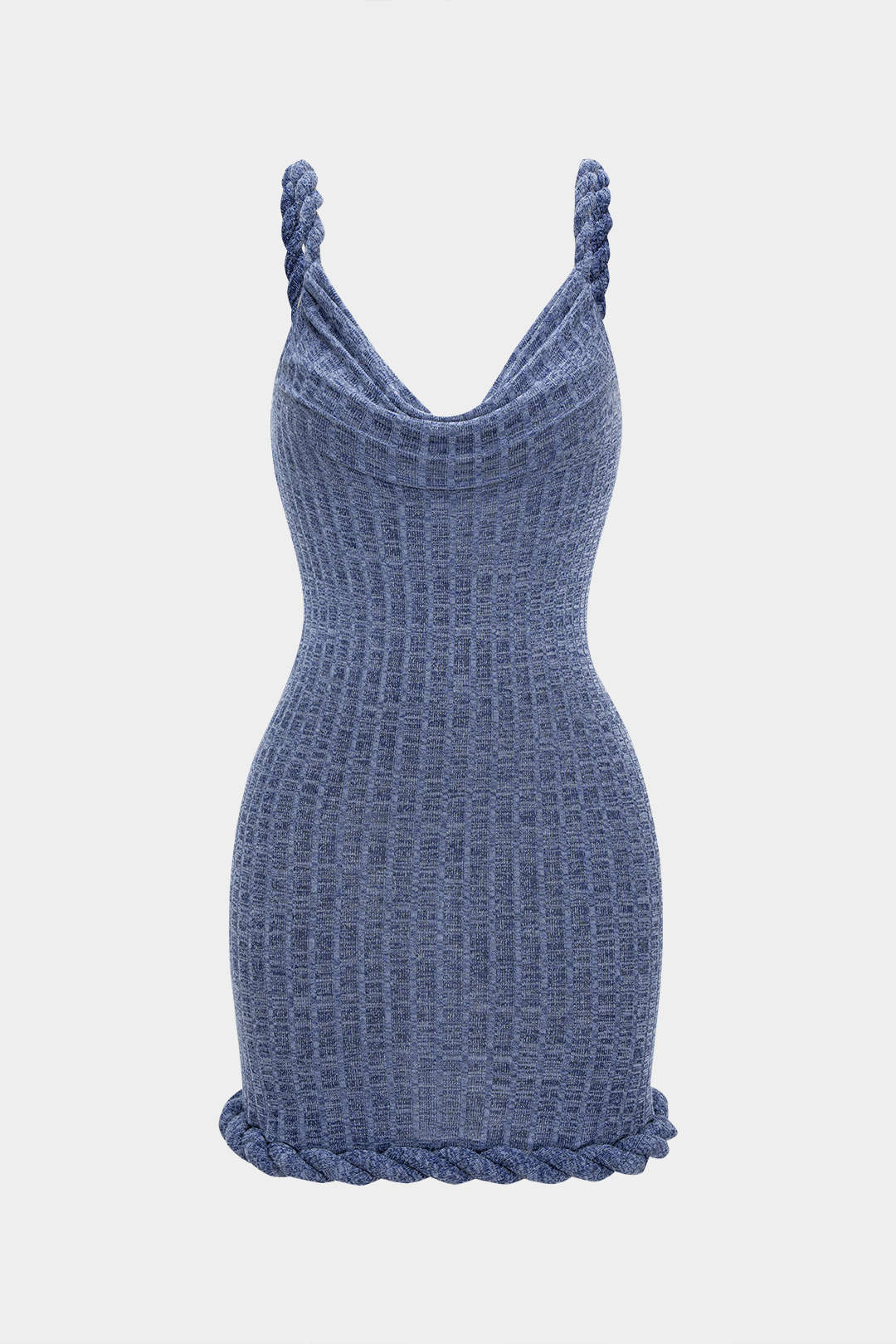 "Cowl Neck Twist Knot Sleeveless Mini Dress"
