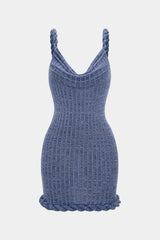 "Cowl Neck Twist Knot Sleeveless Mini Dress"