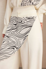 "Abstract Print Patchwork Asymmetrical Pants"